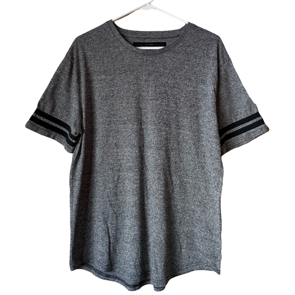 Gray T-Shirt with Black Stripes